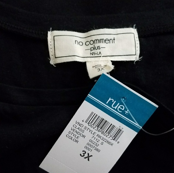 {3x} Black Ruffled Sleeve Tee NWT - Picture 3 of 4